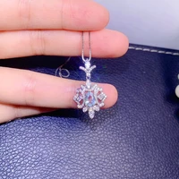 exquisite jewelry 925 sterling silver inlay with natural gem womens popular trendy water drop aquamarine pendant necklace suppo