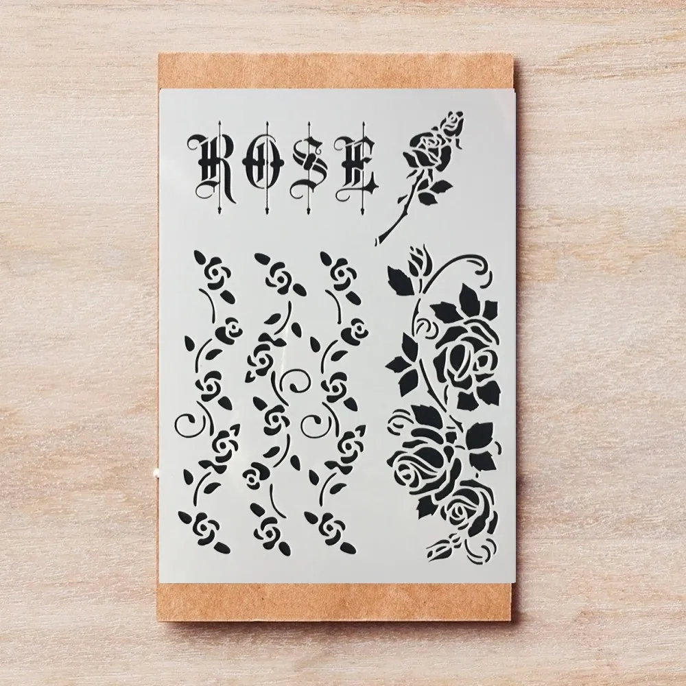 

A4 29cm Vintage Rose Flower Words DIY Layering Stencils Wall Painting Scrapbook Coloring Embossing Album Decorative Template