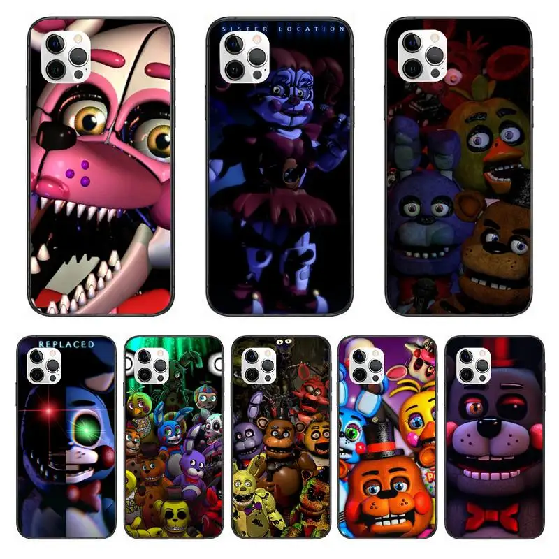 

TOPLBPCS Fnaf Animatronics Phone Case For IPhone 11 12 13 Mini Pro XS Max 6 7 8 Plus 6S X XR Black Cover Shell