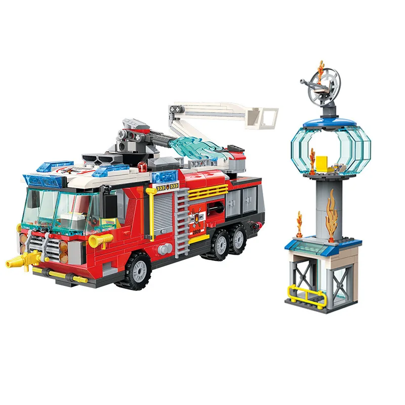 

New Hot Enlighten Airport Fire Fighting Rescue Engine Building Blocks Model Kit Bricks Kids Educational Toys for Children Gifts