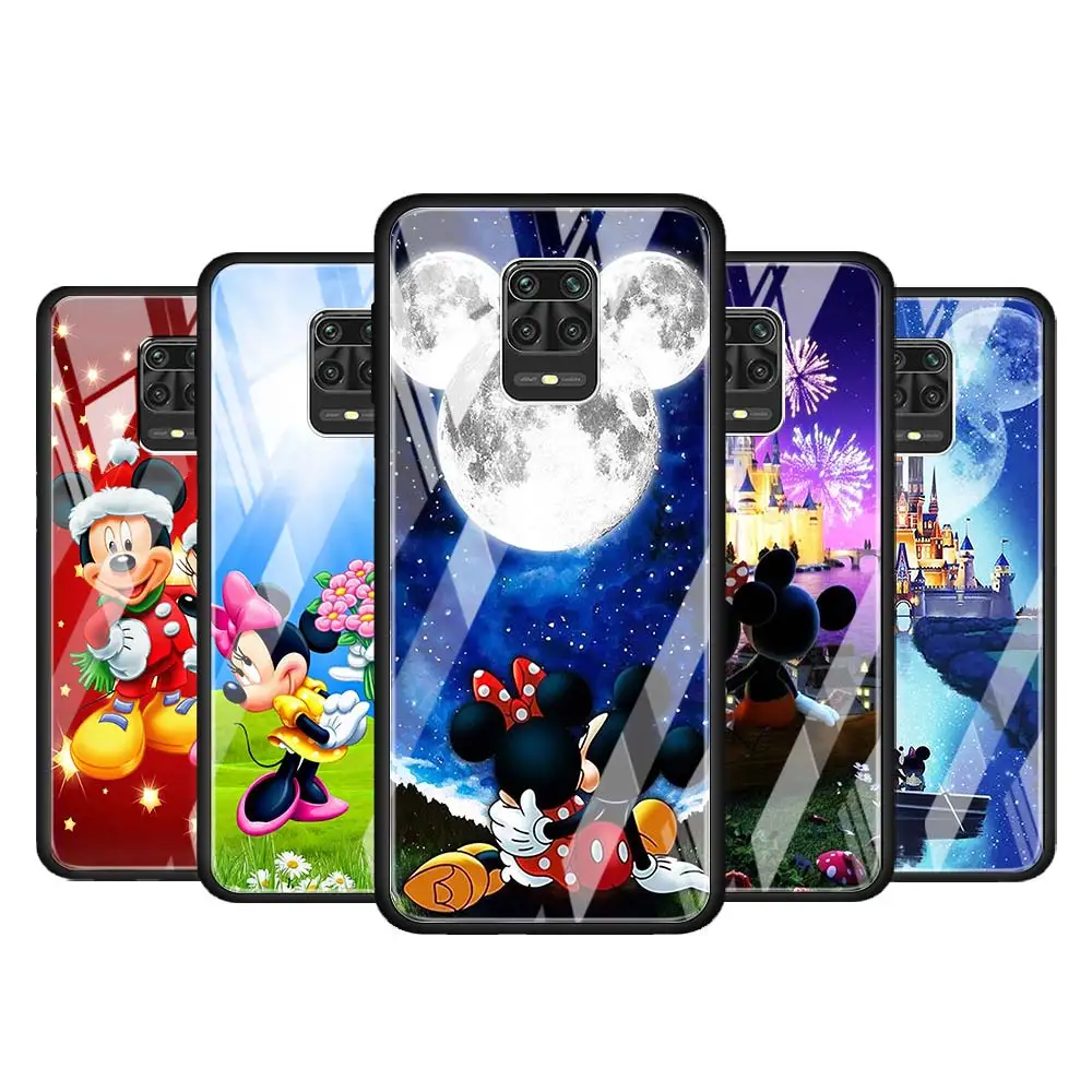 

Mickey Minnie cute for Xiaomi Redmi Note 10 Pro Max 10S 9T 9S 9 8T 8 7 Pro 5G Luxury Tempered Glass Phone Case Cover