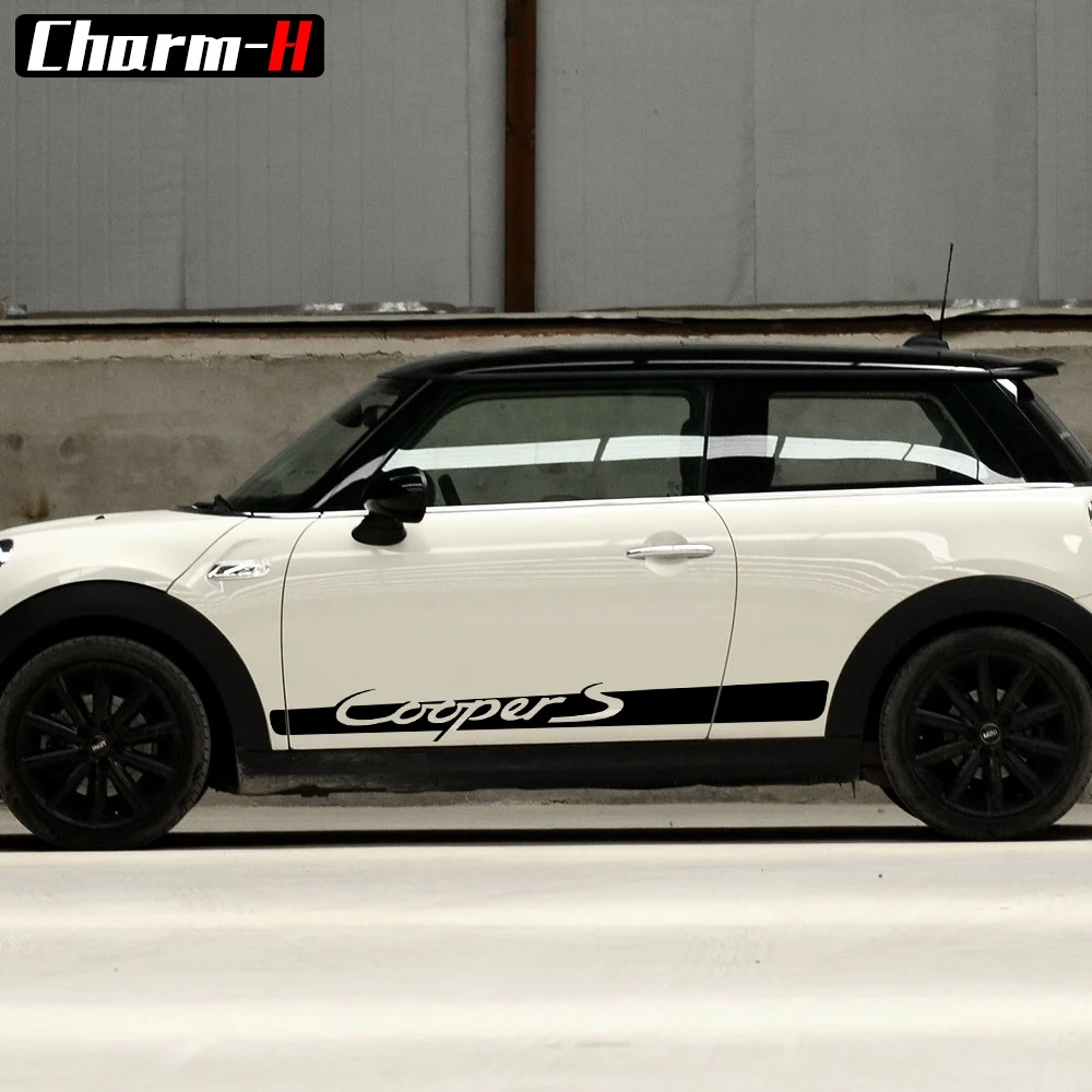2 шт. Cay Стайлинг боковая наклейка для Mini Cooper S F56 2014 2018 полоса надпись Графика