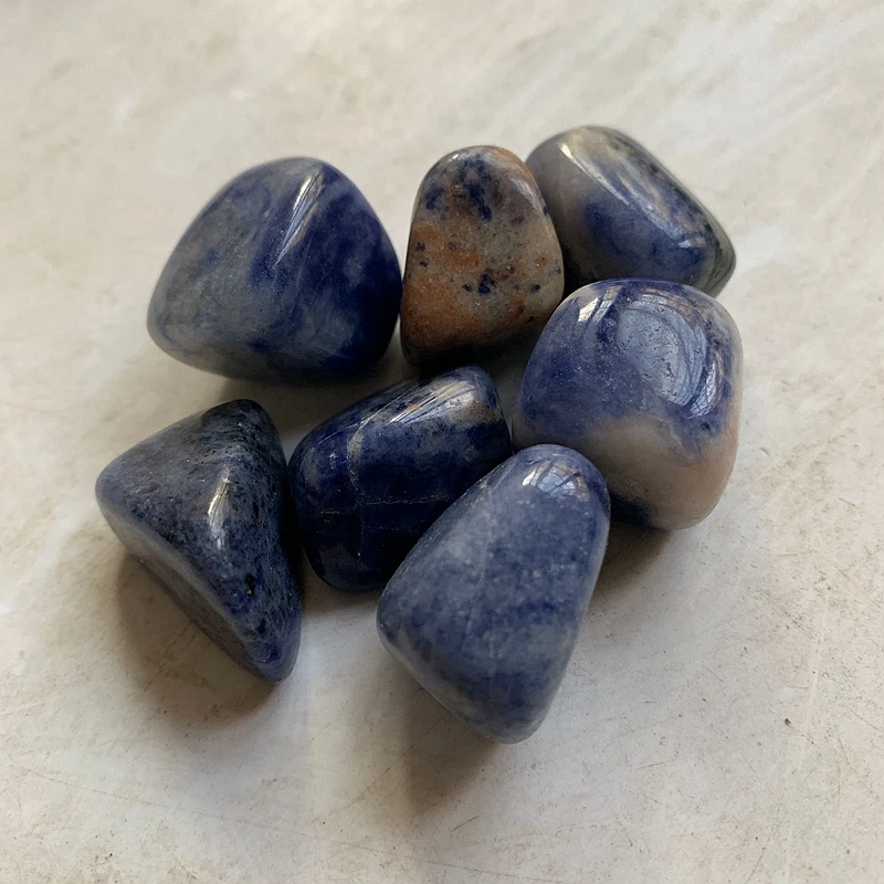 

Natural Blue Sodalite Tumble Stones Polished Chakra Healing Crystals Set Bulk Stones Home Fengshui Decor 7pcs