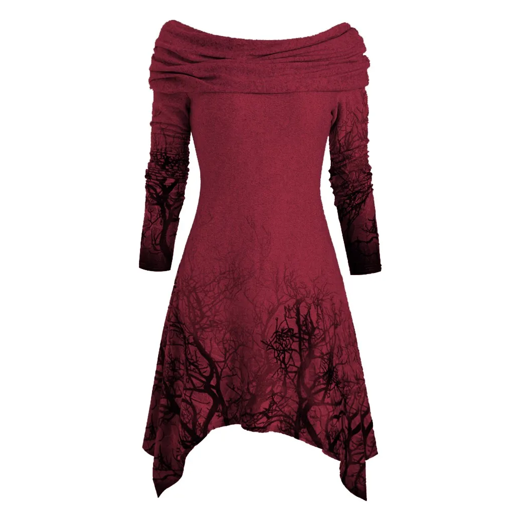 SAGACE женская с принтом дерева на Хэллоуин, воротник-трансформер, ассиметричная вязаная одежда, плащ, топы, рукав летучая мышь, открытая футболка, 19 сентября