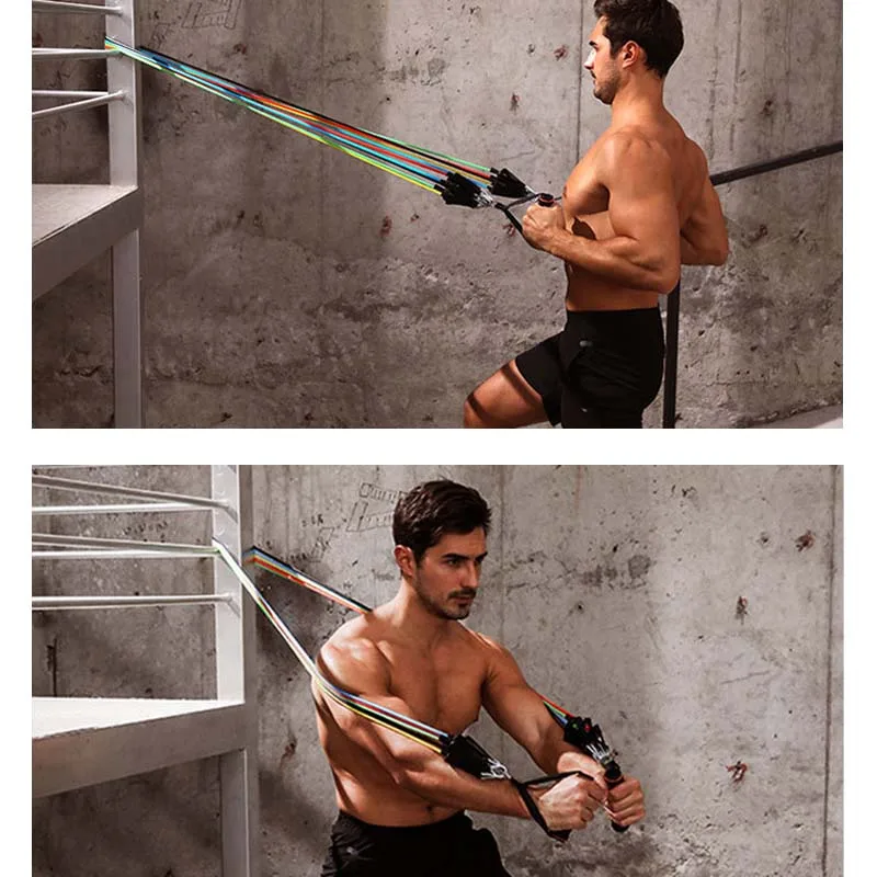 

200lb TPE Resistance Tube Bands Set Combination Use Elastic Pull Rope for Gym Home Arm Workout Yoga Training Fitness Equipment