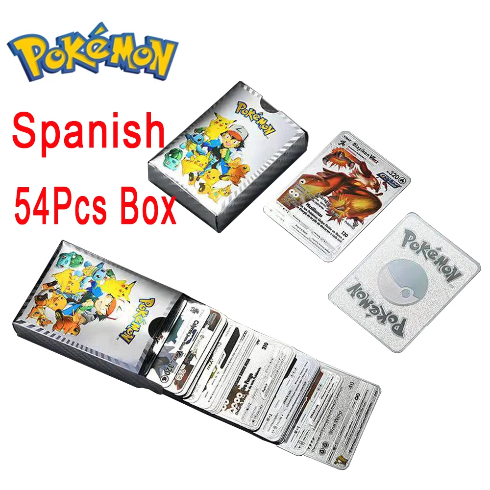 27-54 шт. испанские карты Pokemon Коллекция Metalicas металлические из золотой фольги