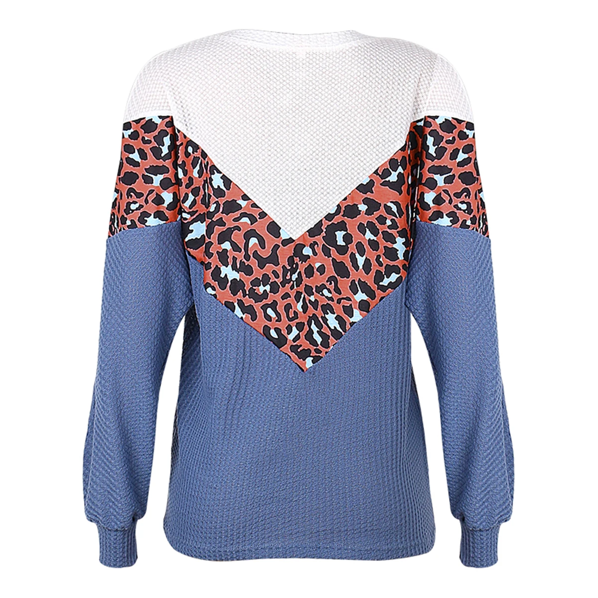 

Vintage Sweaters Plus Size Women Leopard Patchwork Blouses Casual Knitwear Long Sleeve Round Neck Knitted Sweater S-2XL