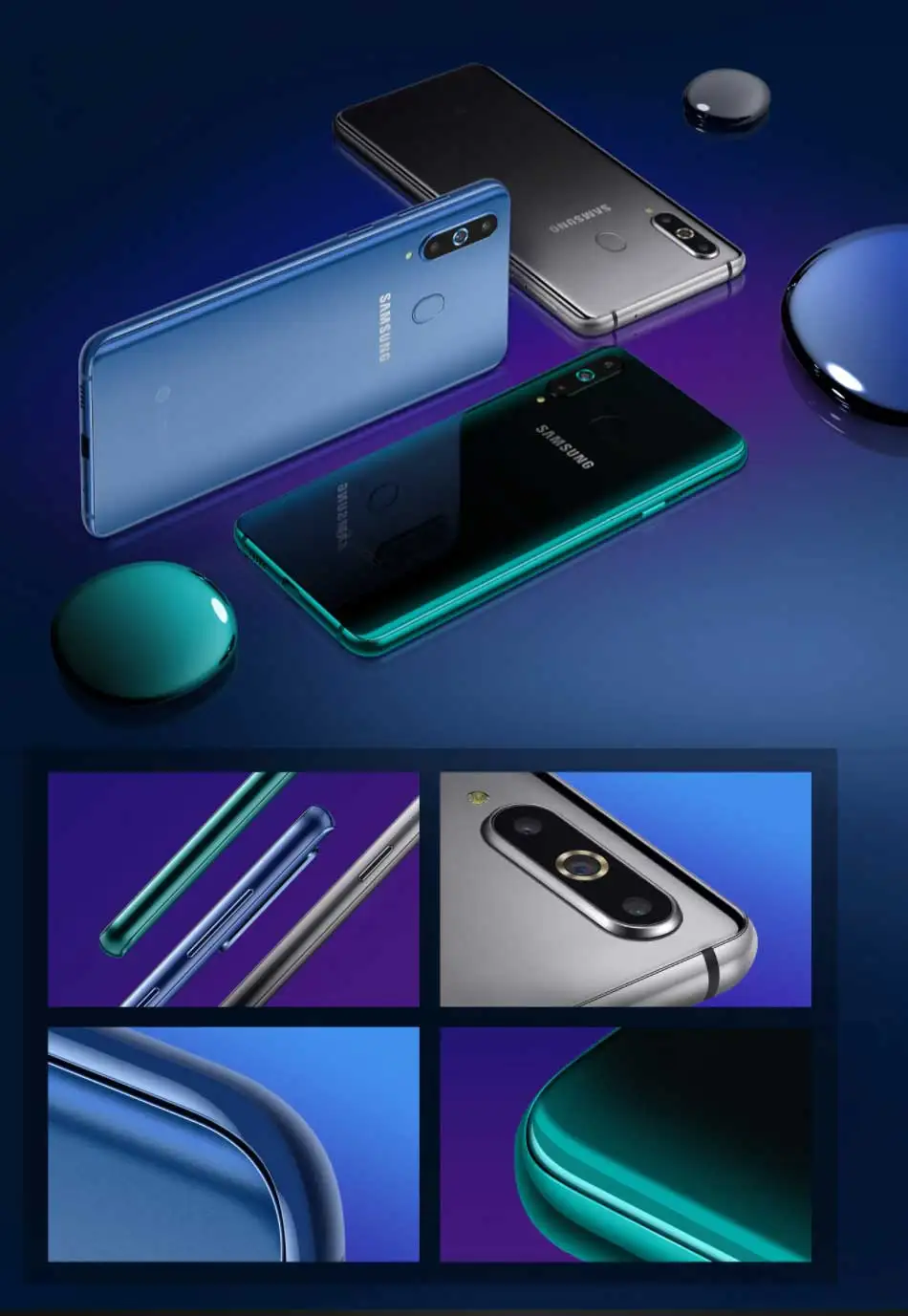 6,4 дюймовый мобильный телефон samsung Galaxy A8s 6 ГБ 128 ГБ SM-G8870 Восьмиядерный процессор Snapdragon 710 с тройной камерой NFC Android-смартфон