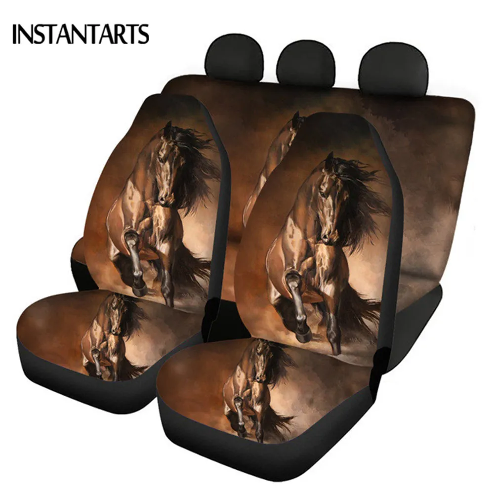 

INSTANTARTS Crazy Hourse Prints Universal Vehicle Seat Covers Washable Front and Back Car Interior Seat Covers Fit Most Vehicle