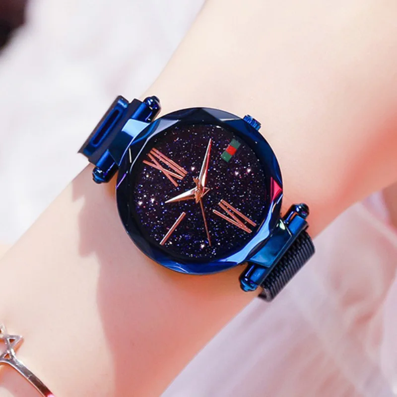 

Luxury Rose Gold Women Watches Minimalism Starry Sky Magnetic Fashion Casual Female Wristwatch Waterproof Roman Numeral for Gift