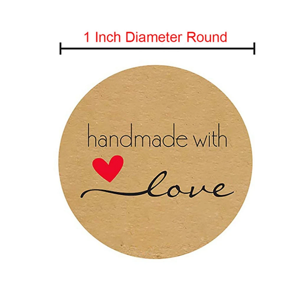 50-500PCS Brown Kraft cartoon handmade with love stickers Wedding Decorative Stickers Seal Labels Sticker for Package | Дом и сад
