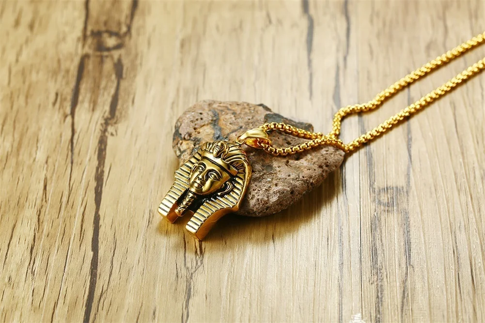 Tutankhamun Tut египетские ожерелья Фараона подвески в золотой тон для мужчин египетское возрождение нержавеющая сталь хип-хоп мужские ювелирные изделия