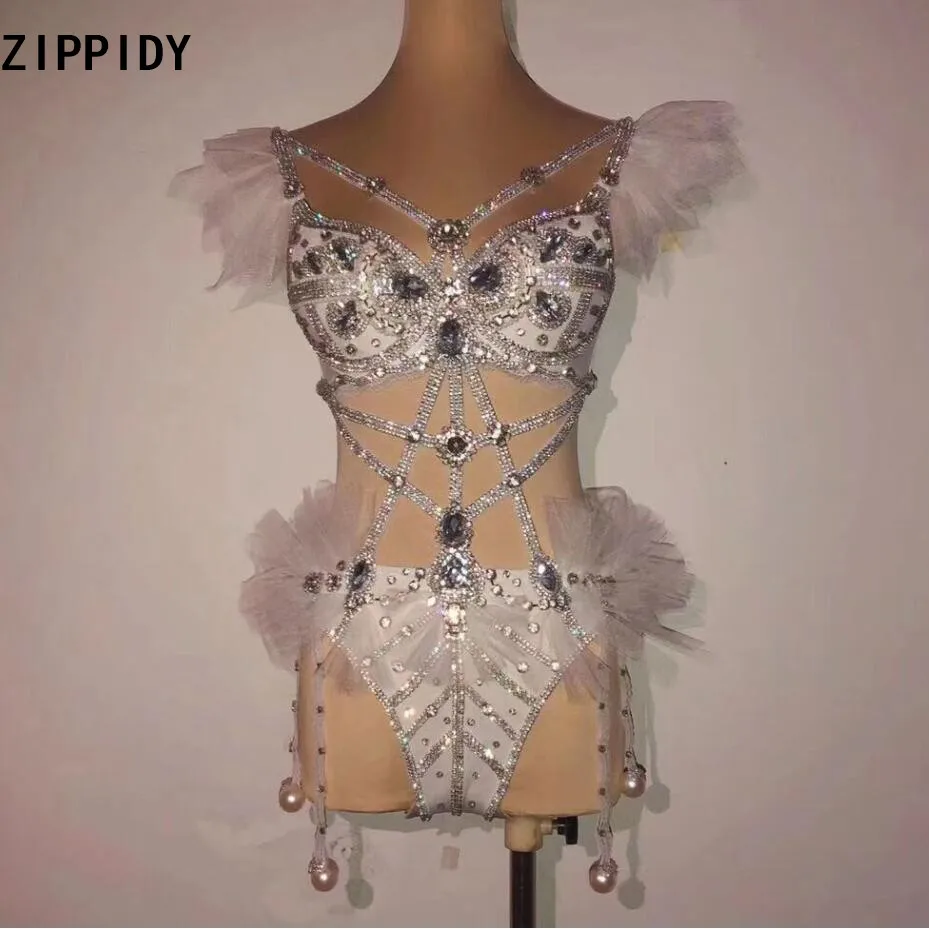 

Соблазнительное серебряное боди Стразы, праздничный наряд на день рождения, вечерний женский танцор, танцор, костюм для выпускного вечера
