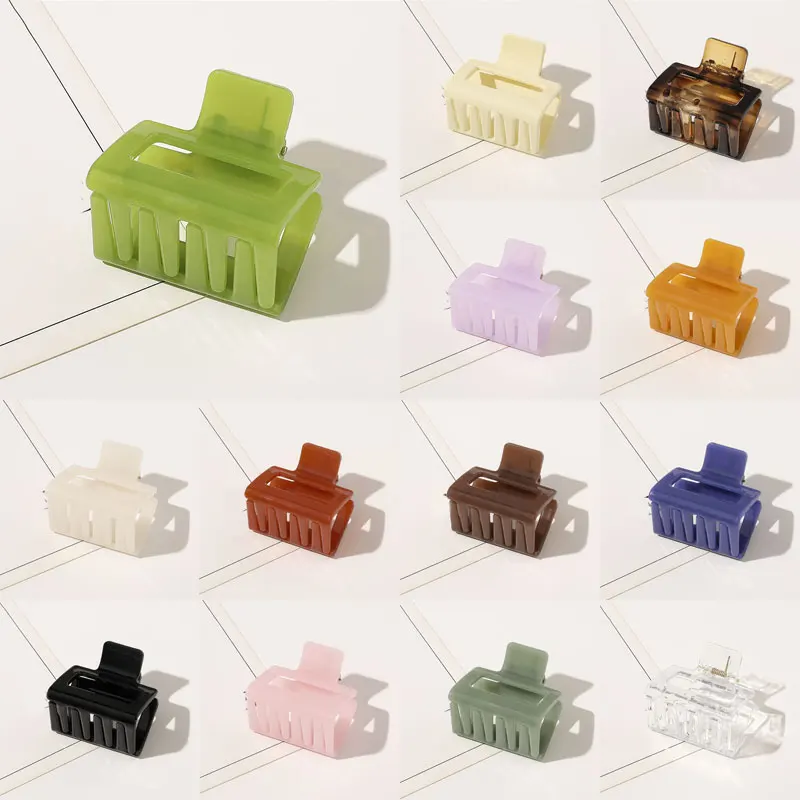 

Acetate Square Hairpins Banana Grips Geometric Rectangle Hair Claws Acrylic Resin Hair Clip Solid Color Women Hair Accessories
