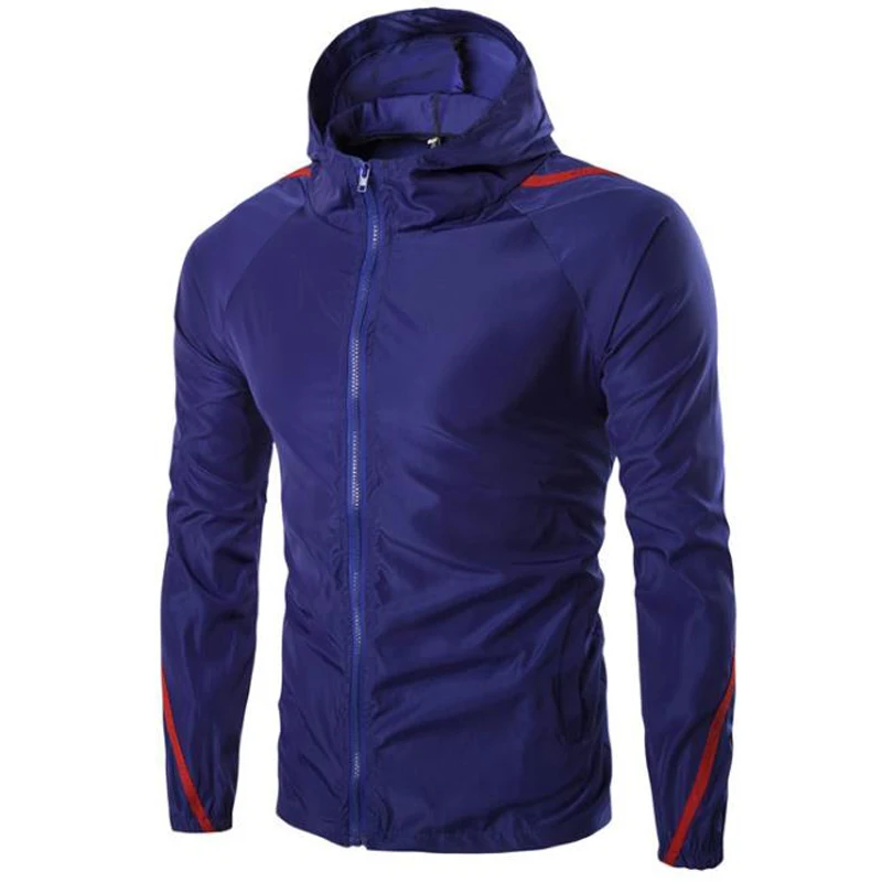 

Men Solid Hooded Rain Jacket Lightweight Warm Coat Joggings Outdoor Hiking Sports Tops Long Sleeve Zipper Sportswear Fashion