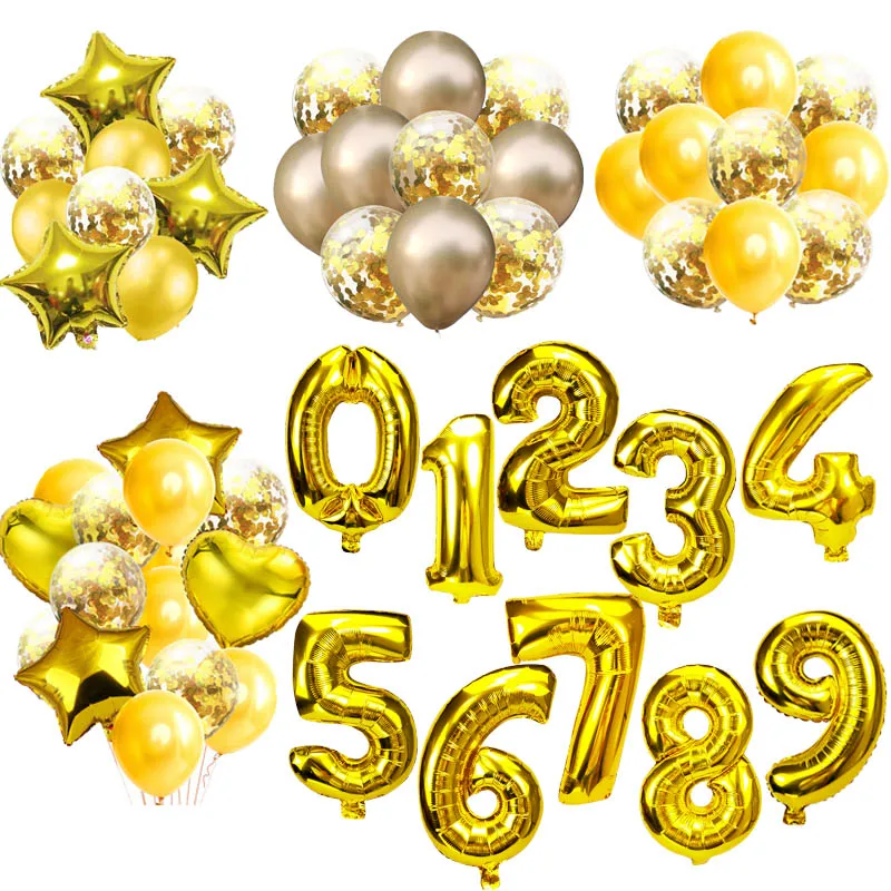 40-дюймовый воздушный шар из фольги с золотыми цифрами украшение для дня рождения