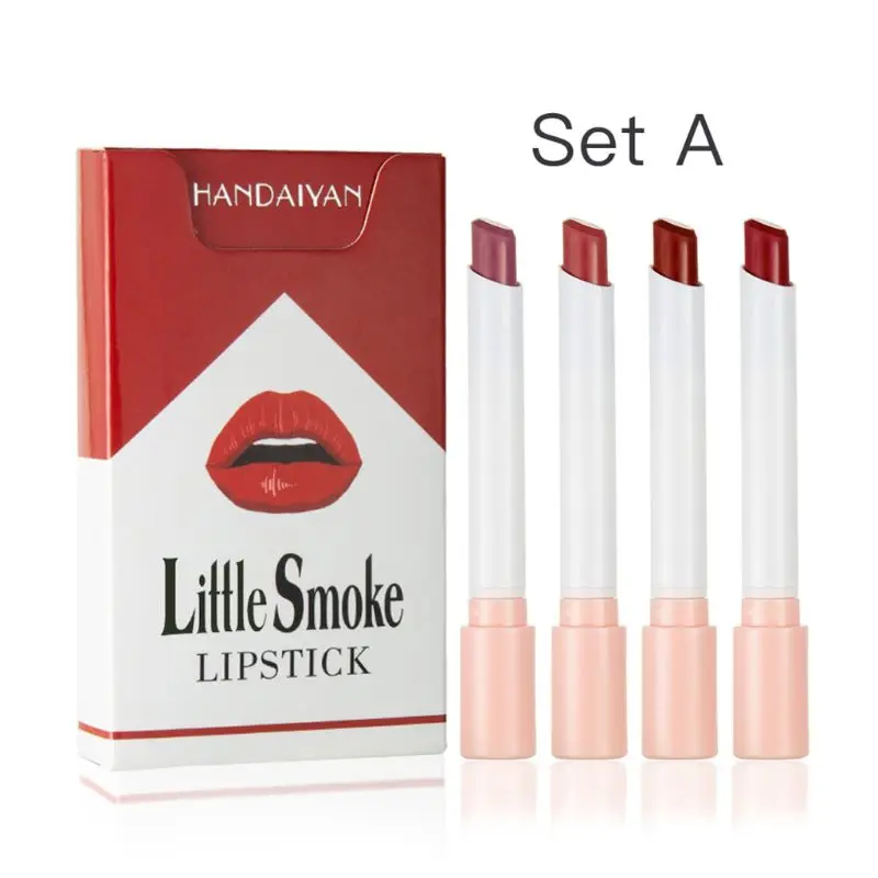 4 цвета Дымчатая трубка губная помада набор длительная увлажняющая матовая блеск