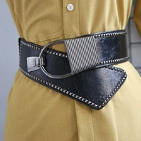 fashion leather elastic wide rivet belt for women luxury designer brand waist strap female coat dress decorated waistband girdle