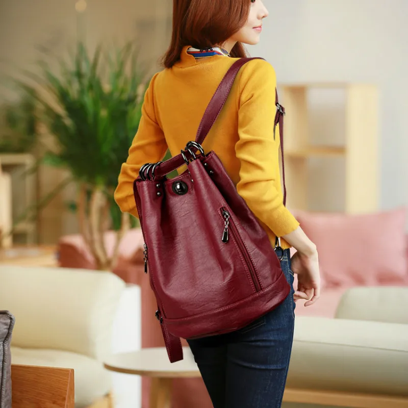 

2021 Women's Backpack Travel Bag Women Backpack Girl Schoolbag New Fashion Backpack Female PU Leather Backpack Simple Daypack