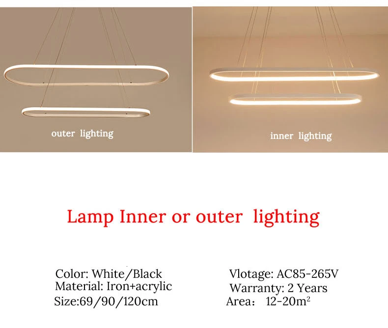 Rectangle Modern Led Pendant Lamps for Living Room Restaurant Bedroom Decorative Pendant Light Lamparas AC85-260V remote control