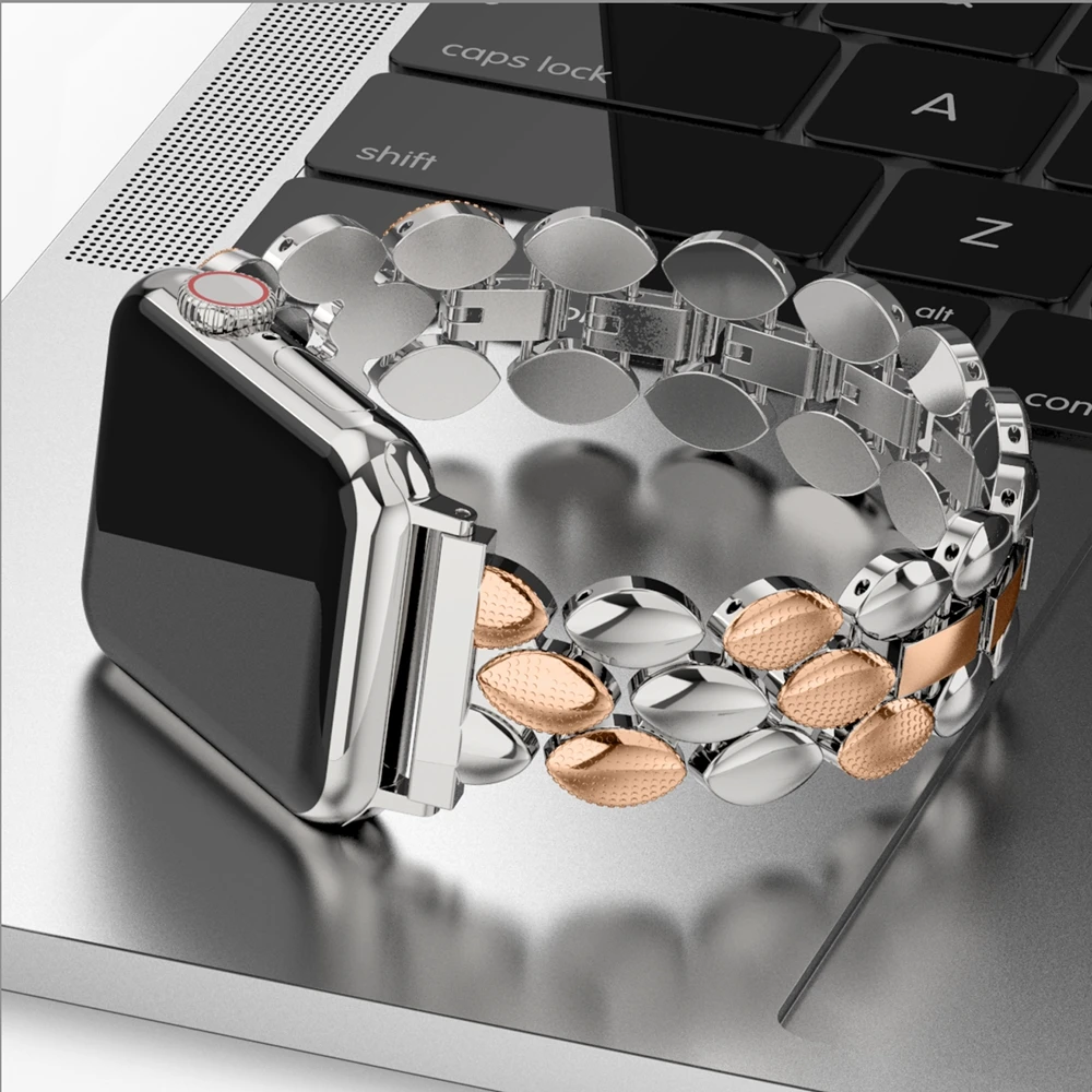 Роскошный металлический ремешок из нержавеющей стали для Apple Watch Band 38 мм 42 мм 40 мм 44 мм Модный женский мужской ремешок для iwatch series 5/4/3/2/1