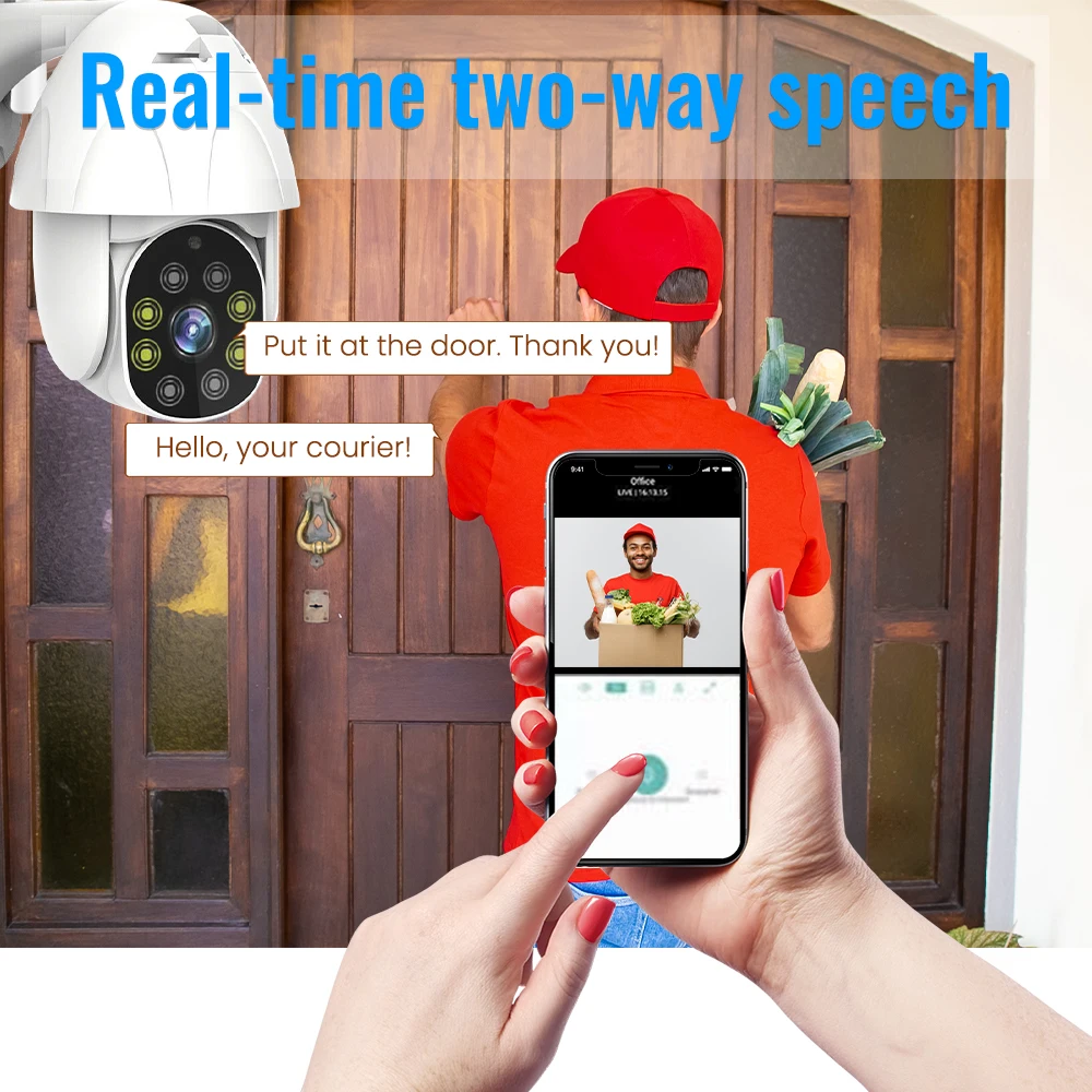 

4X Zoom Wireless IP Security Camera 1080P Outdoor CCTV WiFi PTZ 2 Way Audio Outdoor Weatherproof CCTV WiFi PTZ