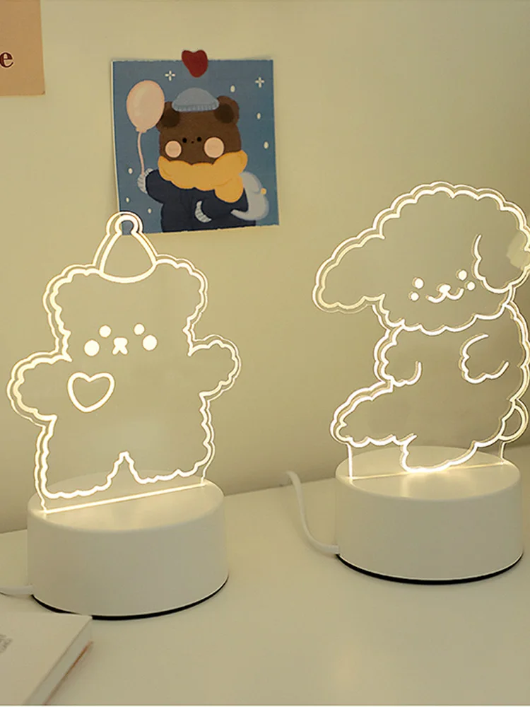 

Romantic 3d Lamp Animal Bear Acrylic Led Night Light Decorative Table Lamp Valentine's Day Sweetheart Wife's Gift