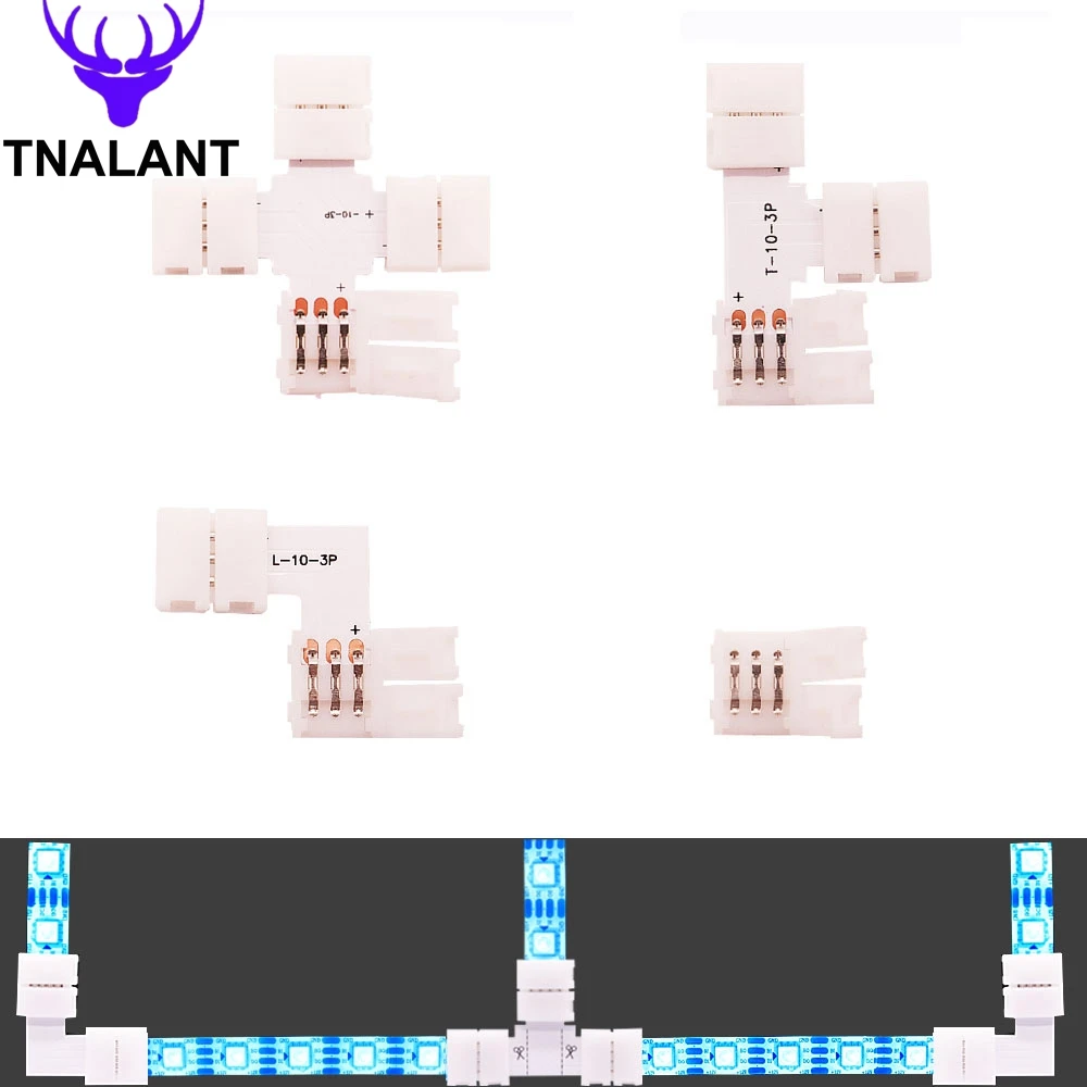 

2PIN 3PIN 4PIN 5PIN Free Soldering Led Connector L / T / X Shape Corner Connector For 10mm RGB Led Strip Light