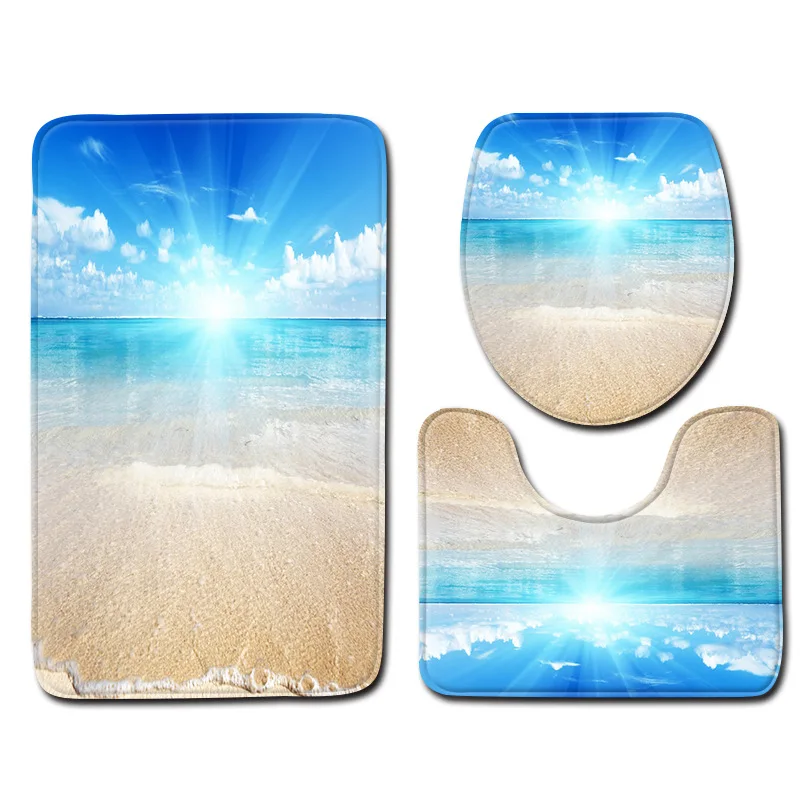 Zeegle Bathroom Mat Set U Shape Carpet Non-Slip Bath Toilet Foot Rug High Water Absorbent Modern Area | Дом и сад