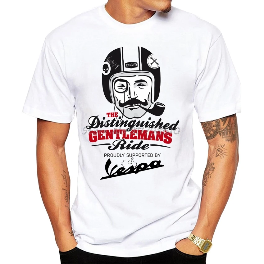 

New Summer Men's Short Sleeve Vespa Girl Pin-Up Print T-Shirt Vintage Scooter Design Casual Tops Harajuku Boy White Tees