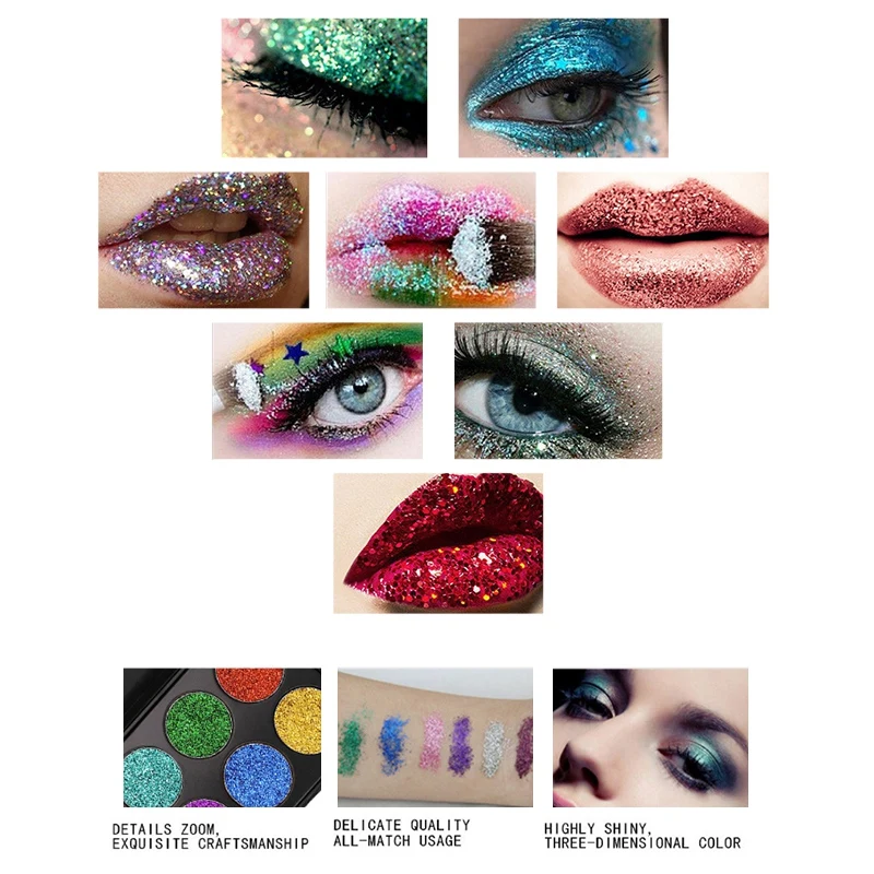 6 цветов Тени для век Палитра Золотой Шиммер тени Палетка Гламурная макияж