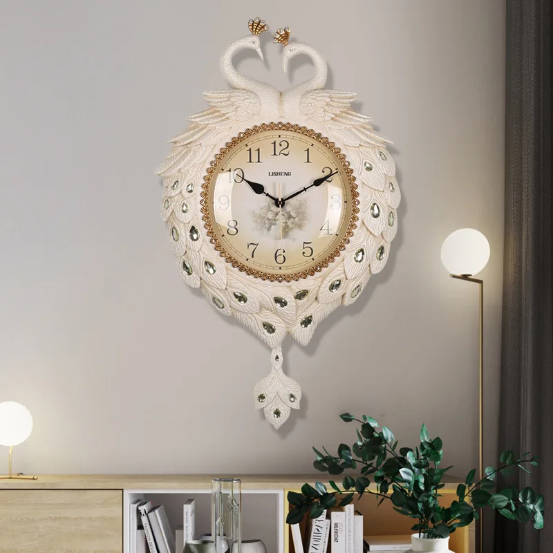 

Mirror Peafowl Quartz Wall Clock Nordic Creativity Modern Simplicity Wall Clock Plastic Silence Horloge Murale Home Decor EK50WC