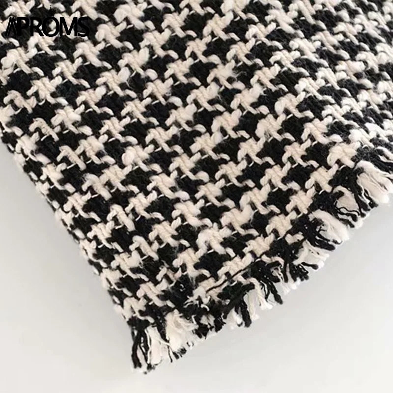 

Aproms Winter 2020 Plaid Tweed Jackets Coats Women Fashion Long Sleeve Pockets Warm Oversized Jacket Chic