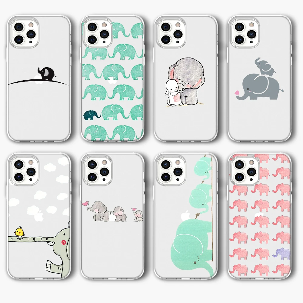 

Elephant Cute Funda Case for IPhone 13 Case for IPhone 13 12 11 Pro XR XS Max Mini 7 X 8 6 6S Plus 5 SE 2020 Silicone Capa