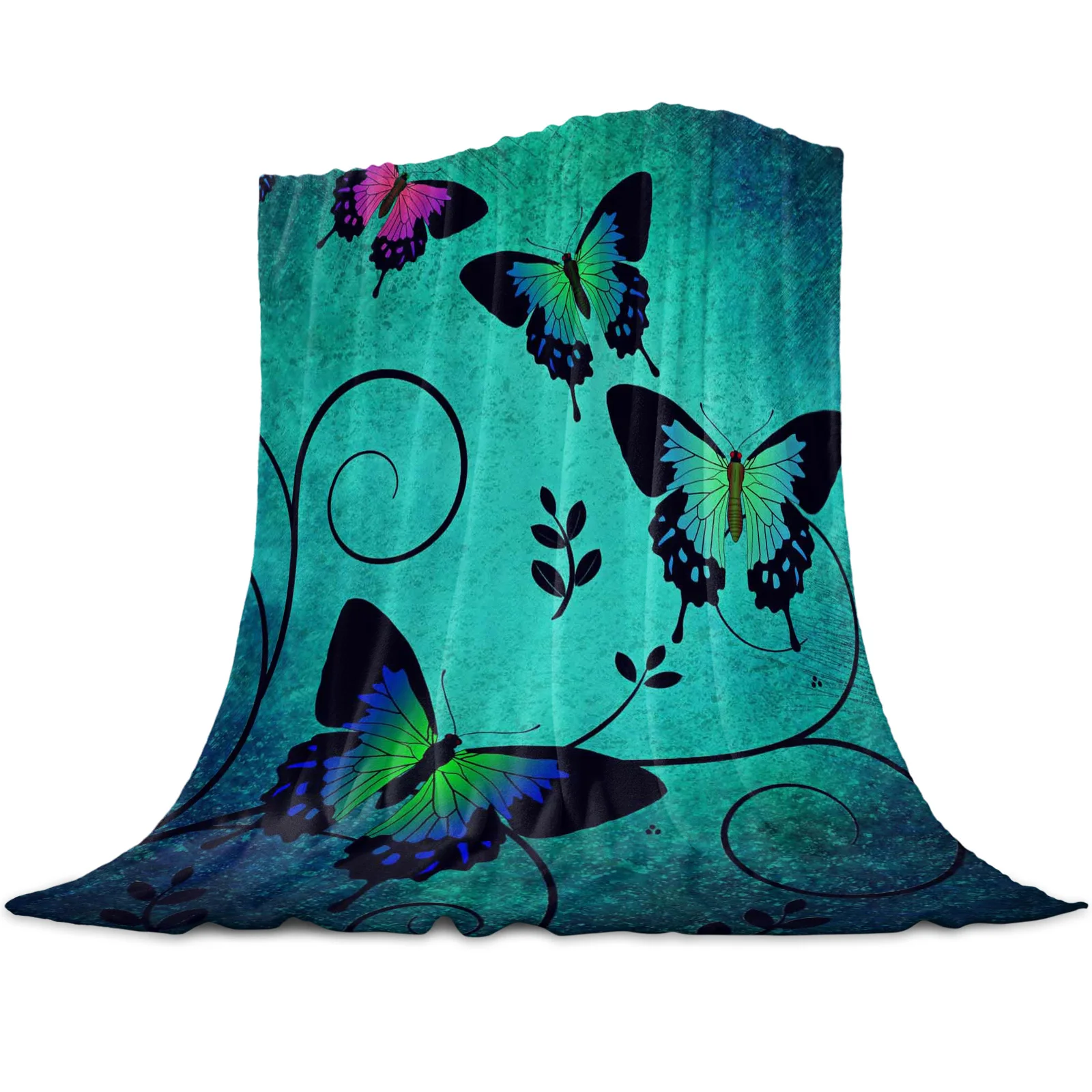 

Butterfly Retro Shabby Soft Warm Coral Fleece Flannel Blankets For Beds Throw Sofa Cover Bedspread Winter Blankets