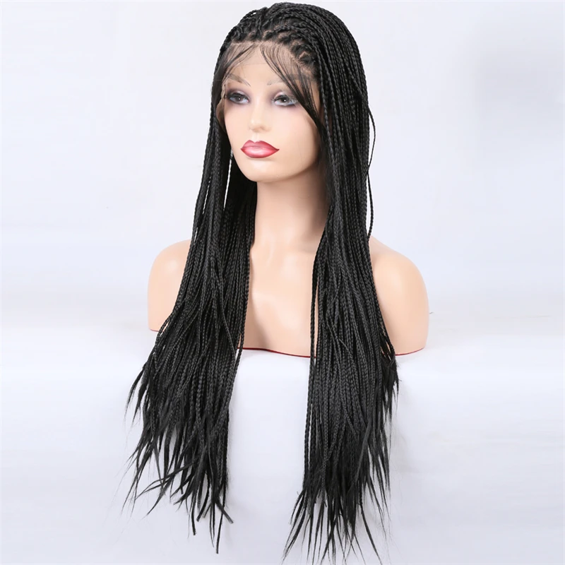 Синтетический 13x 6 парик на сетке спереди с естественной линией волос плетеные