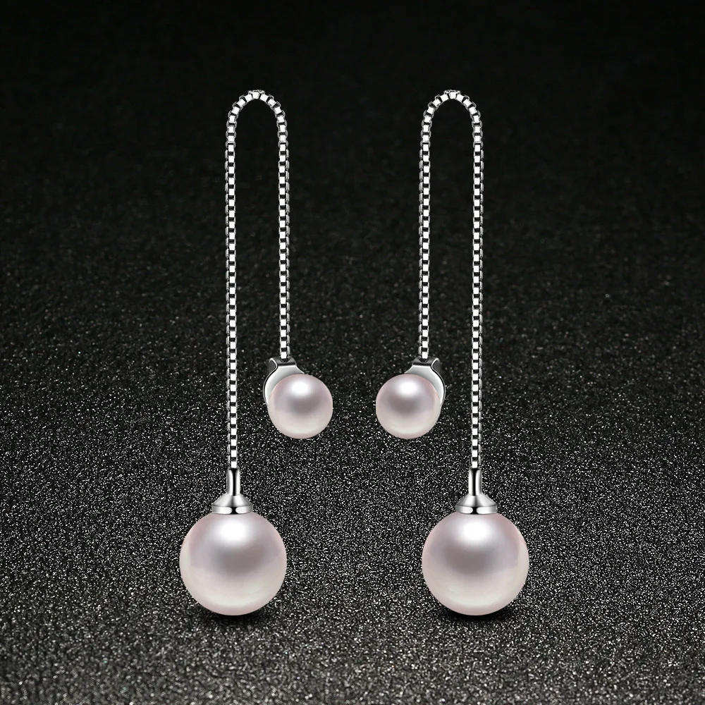 Женские серьги-гвоздики серебряного цвета жемчужная подвеска ювелирные изделия