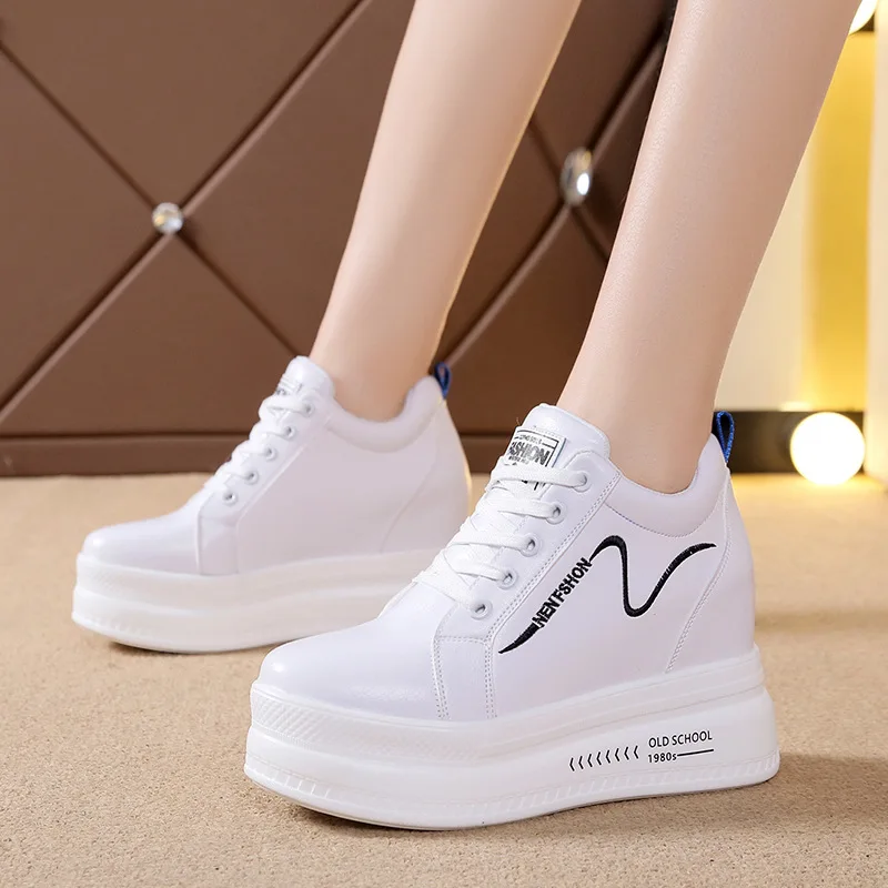 Кроссовки SWONCO женские из искусственной кожи увеличенный каблук повседневная