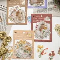 30pcsbag vintage flowers washi sticker diy diary scrapbooks decoration kawaii stickers botanical stickers stationery