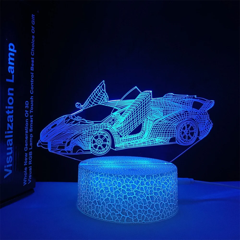 3D Illusion Lamp USB LED Race Car Night Light  7 Color Changing Bedroom Decor for Men Boys Sports Racing Car Toy Kid Xmas Gifts images - 6