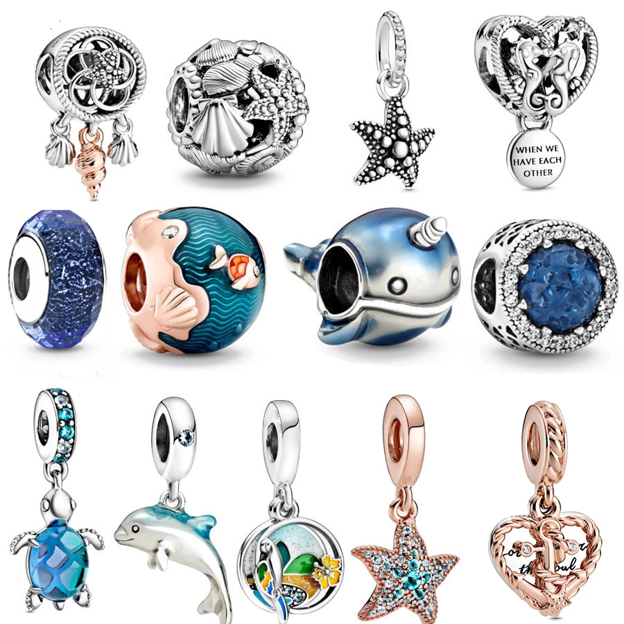 

2020 Summer New Glass Turtle Starfish Seahorse 925 Silver Beads Suitable For Original Charm Bracelet Diy Marine Series Jewelry