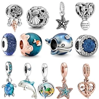 2020 summer new glass turtle starfish seahorse 925 silver beads suitable for original charm bracelet diy marine series jewelry