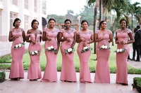 african cap sleeves lace top mermaid bridesmaid dresses floor length wedding guest gowns maid of honors dresses