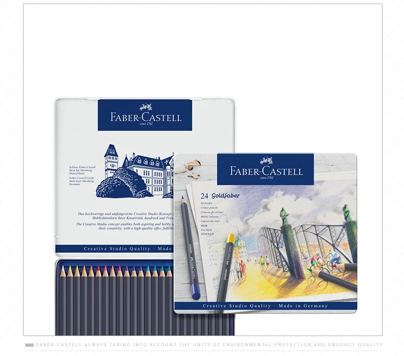 Faber-Castell синий жестяная коробка масляные цветные карандаши 12/24/36/48 мульти-Цвет Профессиональный Картины комплект художественные картины художника поставки