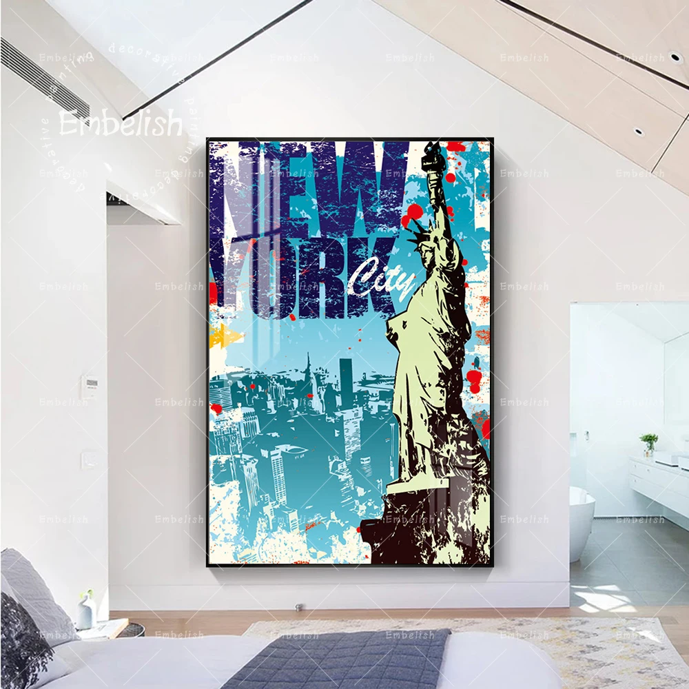 

New York Statue of Liberty Famous Building Artworks For Living Room Modern Home Decor Wall Art Pictures HD Canvas Oil Paintings