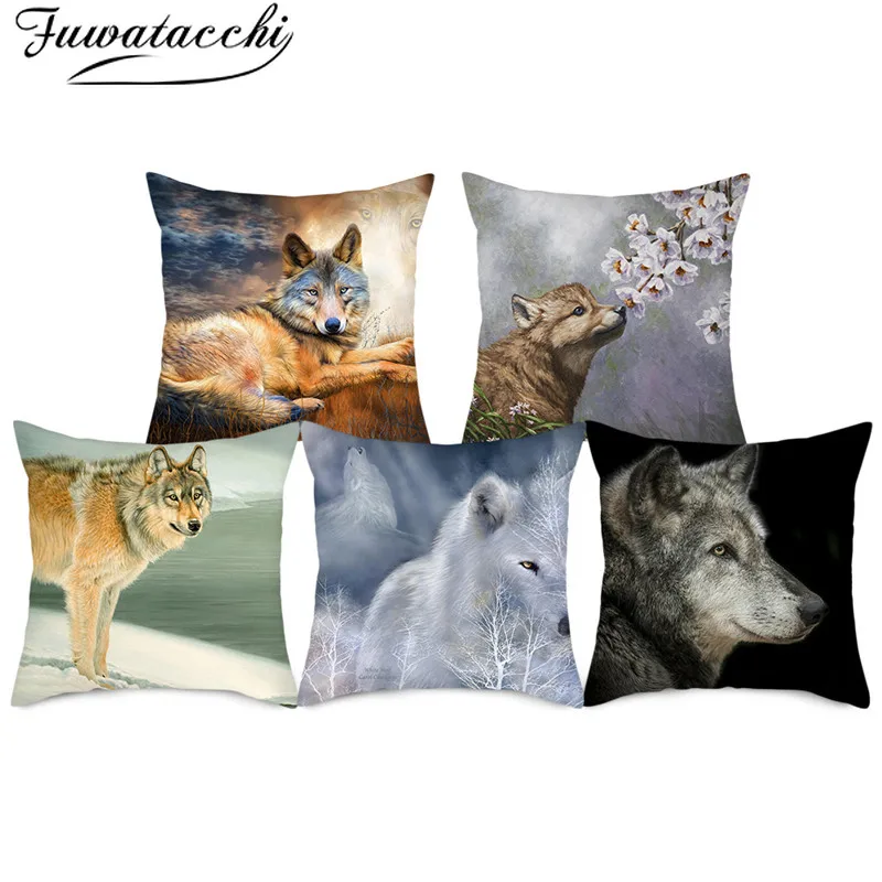 Наволочки Fuwatacchi с принтом диких животных наволочки изображением волка короля