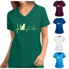 Женская футболка с коротким рукавом и V-образным вырезом, с карманами