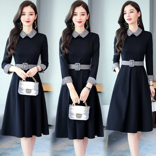 

Женское винтажное платье с круглым вырезом, повседневное свободное платье большого размера с карманами, в Корейском стиле, в стиле пэчворк, ...