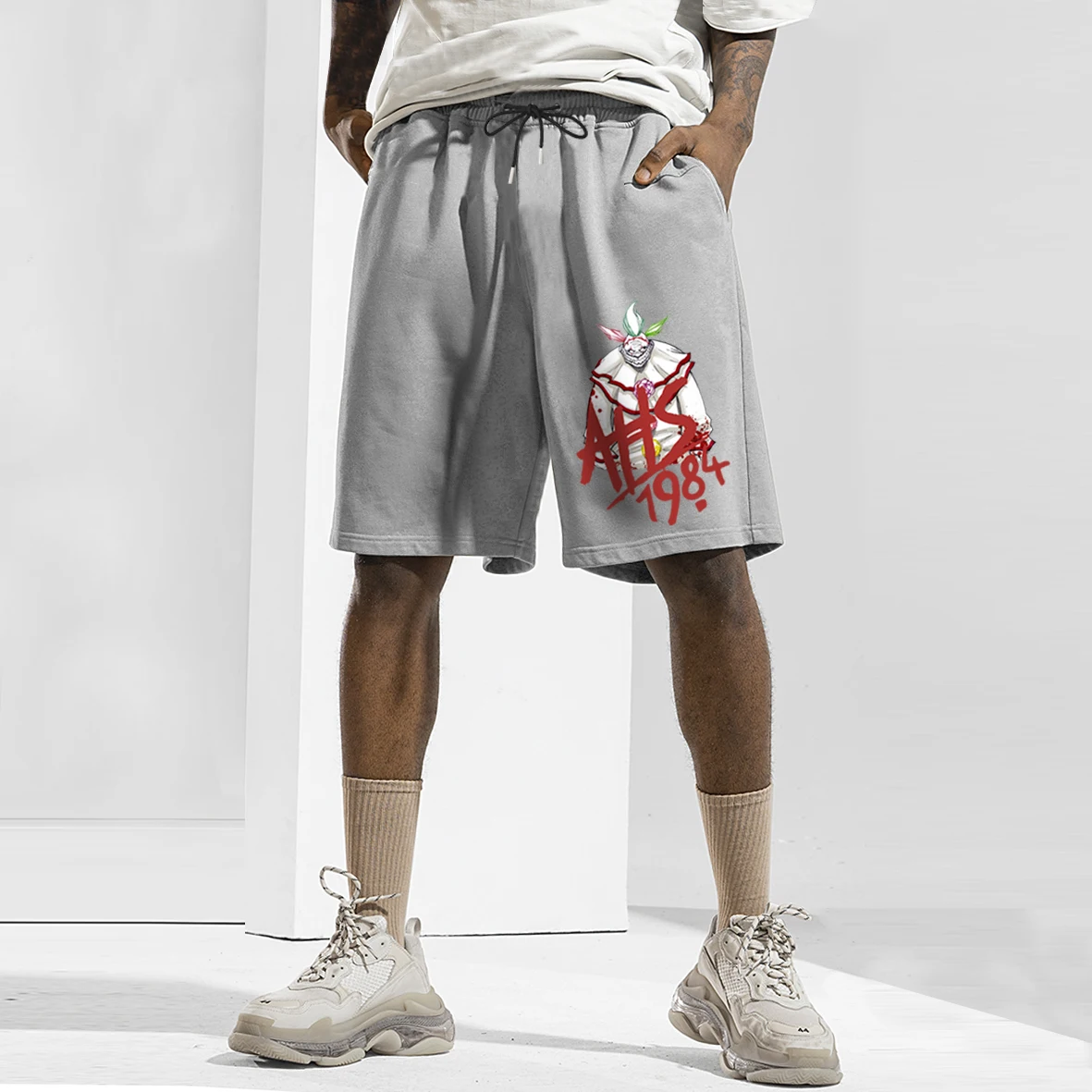 

American Horror Story Anime Cool Shorts Men's Oversized Shorts Boy 100% Cotton Sports Short Pants Man New Streetwear Shorts