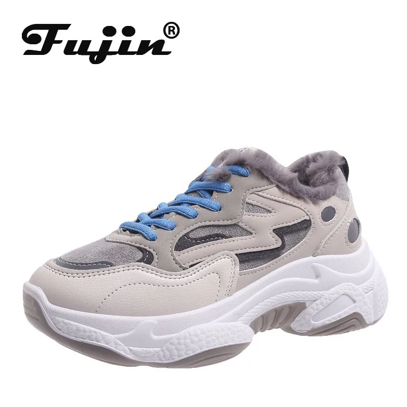 Fujin/женские кроссовки Сезон весна-осень 2020 года Дышащая обувь на платформе со